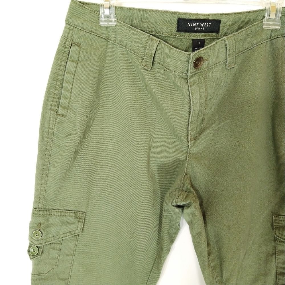 Nine West Jeans Woman's Cargo Army Green Pants 10